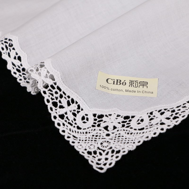 A013 : White premium cotton lace handkerchiefs crochet hankies women/ladies wedding gift