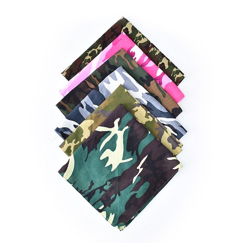 Wholesale Custom Tactical Polyester Cotton Cycling Mask Headscarf Square Scarf Cashew Camouflage Outdoor Sports Handkerchief