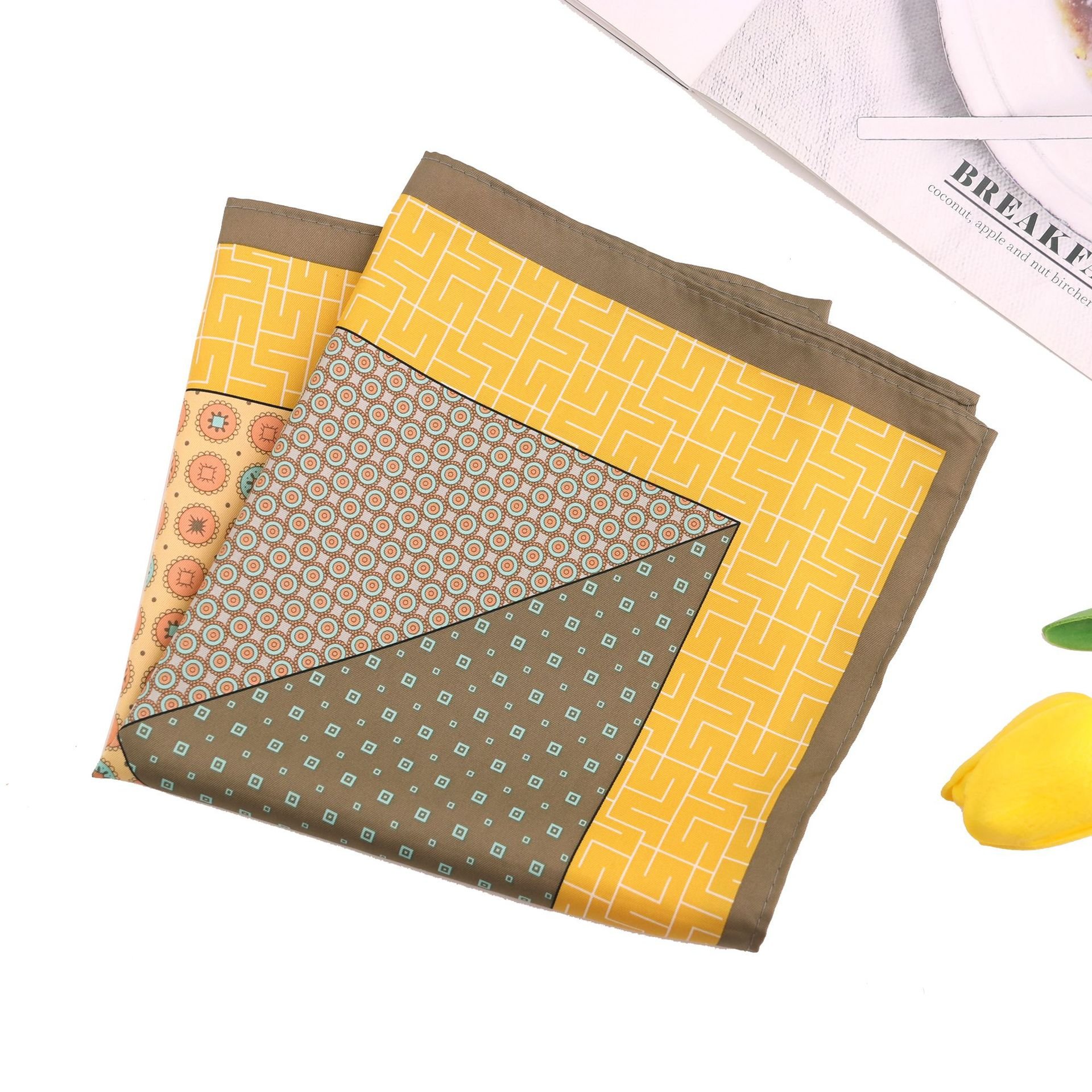 2024 Handmade High Quality Sublimation Printing Colorful Paisley Handkerchief Custom Silk Polyester Men