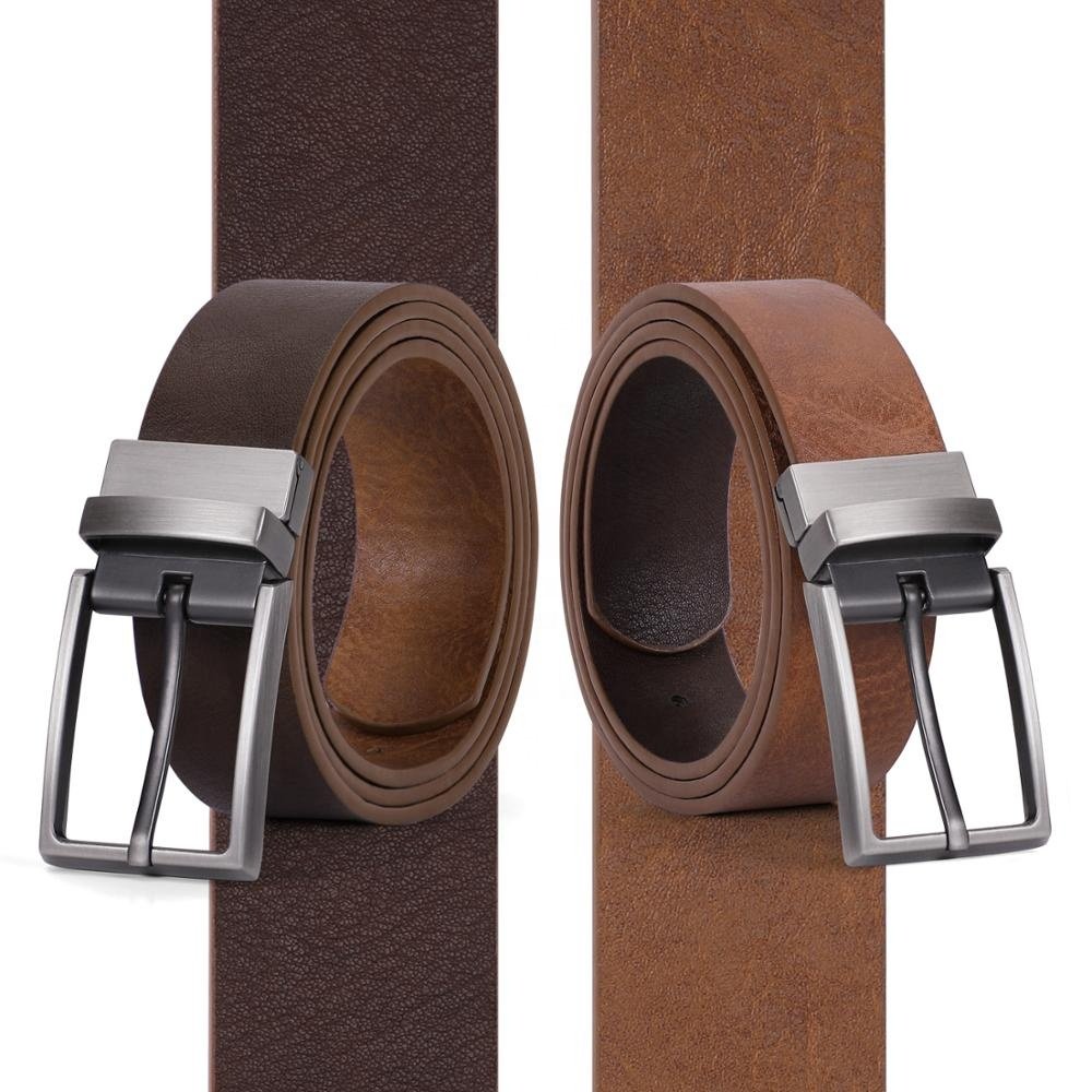 High Quality Double Sides Rotatable Cinturon De Cuero Hombre Reversible Pin Buckle Custom Leather Belts For Men