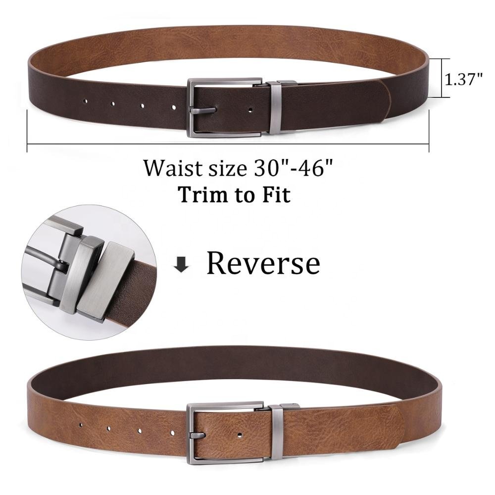 High Quality Double Sides Rotatable Cinturon De Cuero Hombre Reversible Pin Buckle Custom Leather Belts For Men
