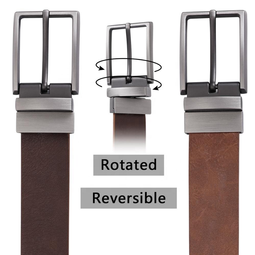 High Quality Double Sides Rotatable Cinturon De Cuero Hombre Reversible Pin Buckle Custom Leather Belts For Men