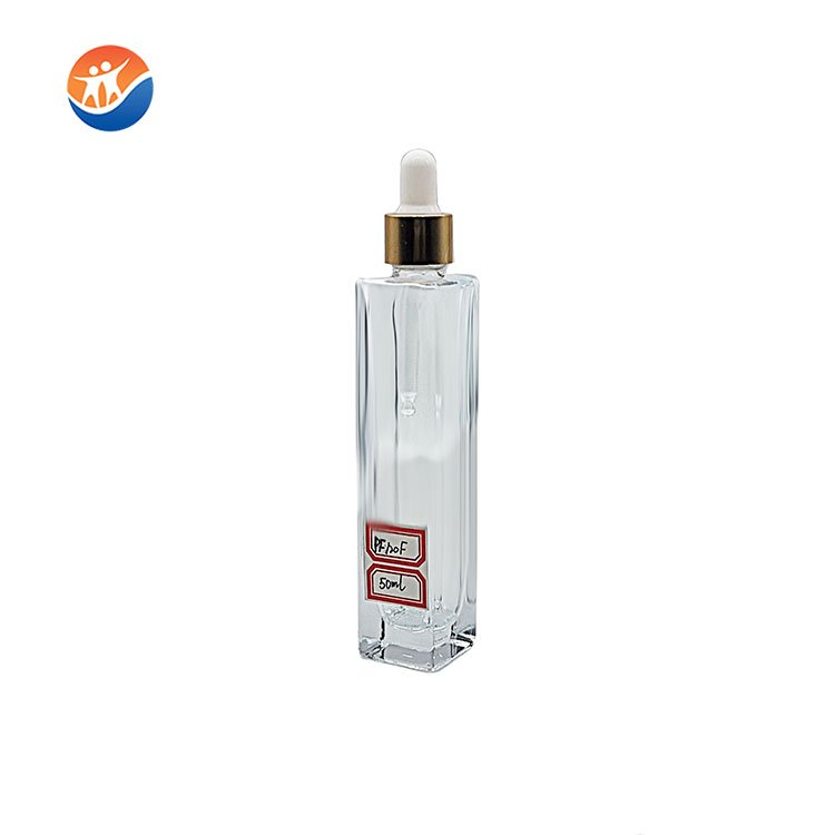 Square Shape Thick Base Clear 10ml 20ml 30ml Essential Oil Dropper Bottle perfume glass bottle With Silver/gold Dropper
