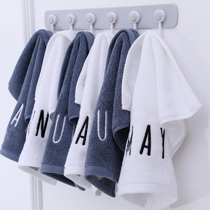 Cotton monthly handkerchief embroidered letters 35 * 35 gray white embroidered company logo, hand towel, face towel