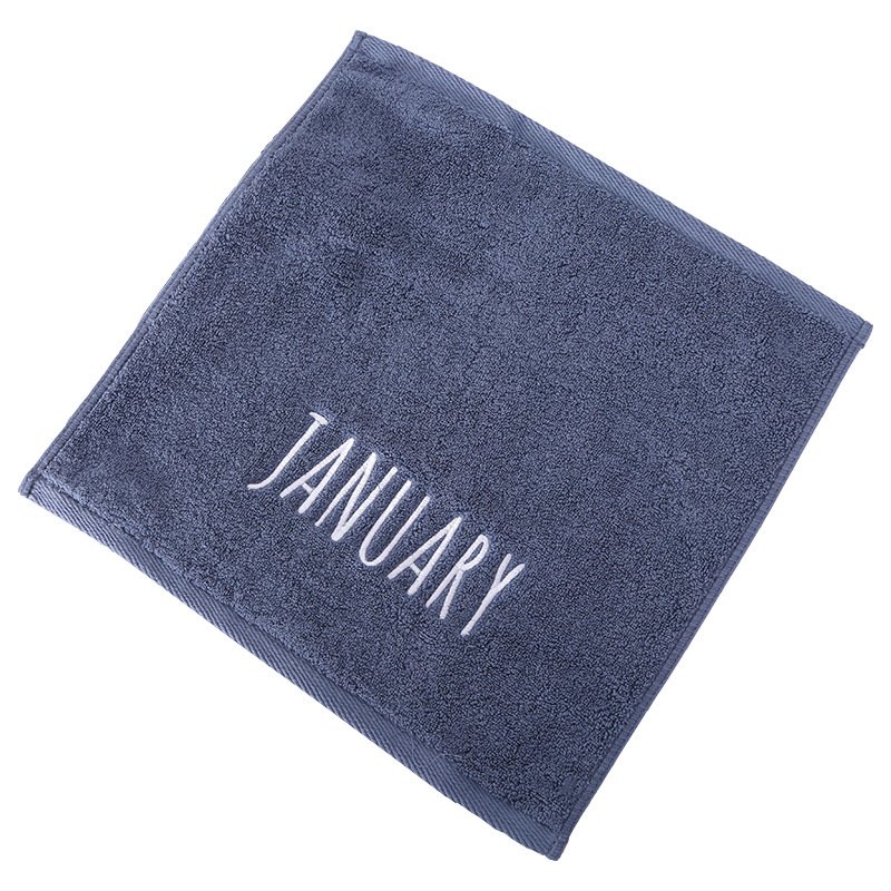 Cotton monthly handkerchief embroidered letters 35 * 35 gray white embroidered company logo, hand towel, face towel