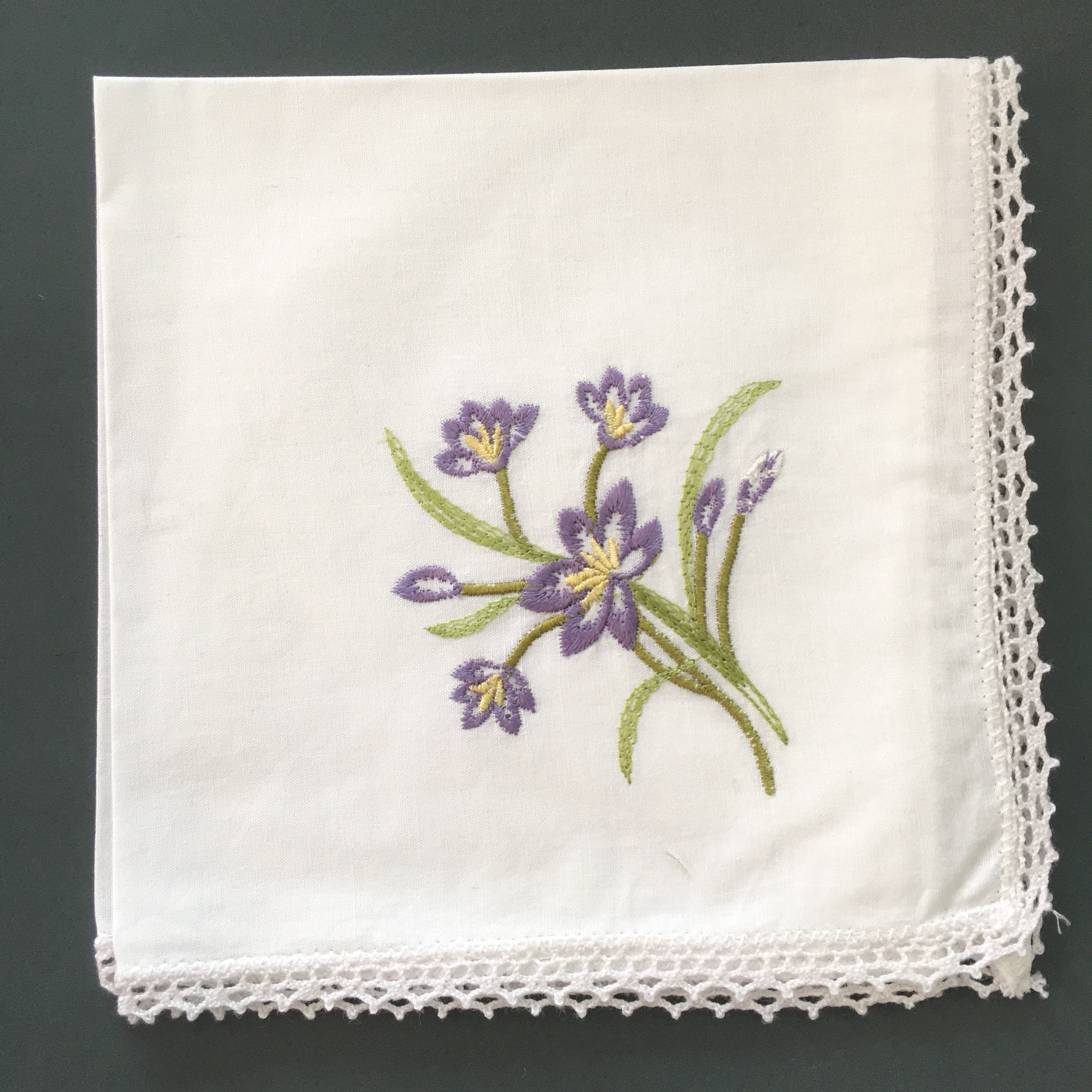 cotton fabric greenery embroidered handkerchief