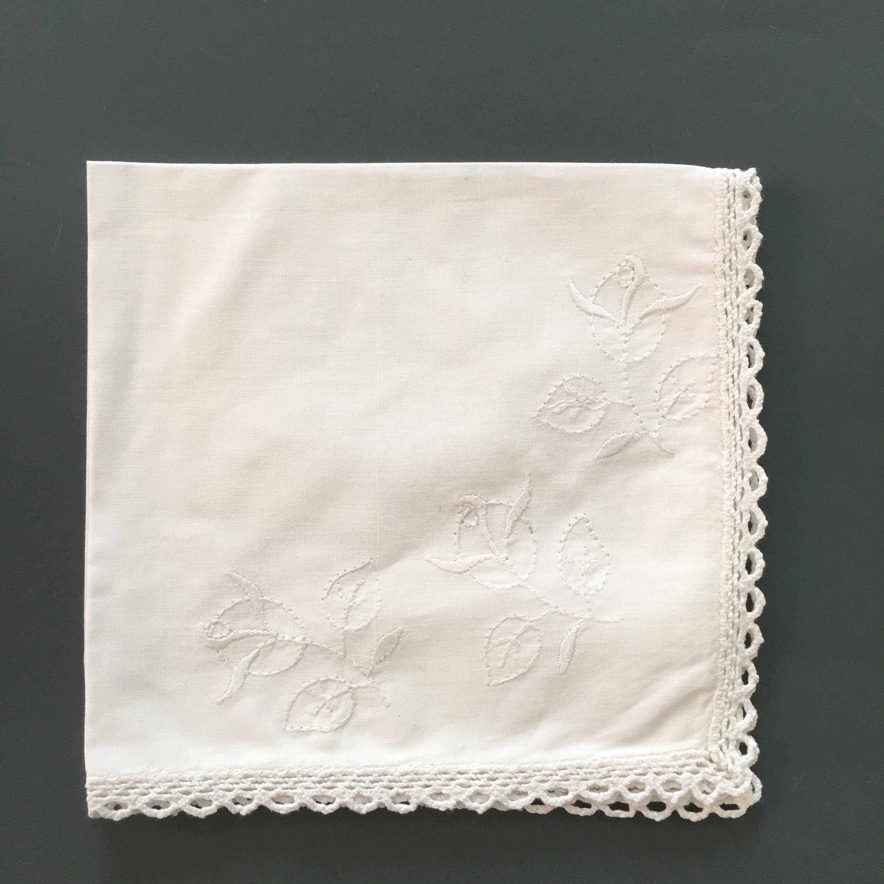 cotton fabric greenery embroidered handkerchief
