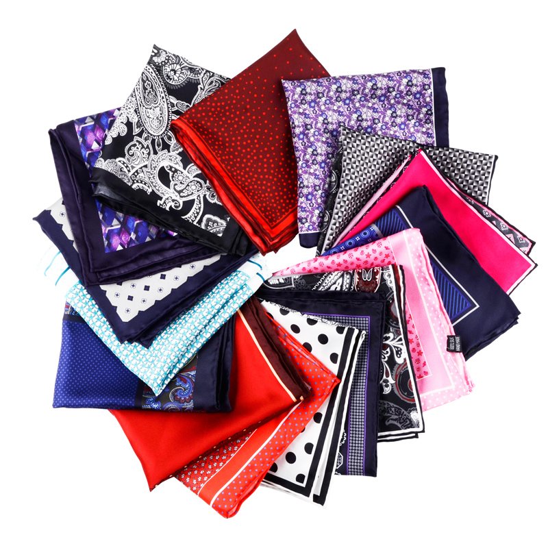 Top Seller 2024 New Design Digital Printing men's Business Handkerchiefs 100% Silk Pocket Squares for men