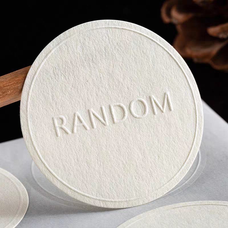 Custom Special Textured Paper Embossed Labels Sticker Printing Logo Business Stickers