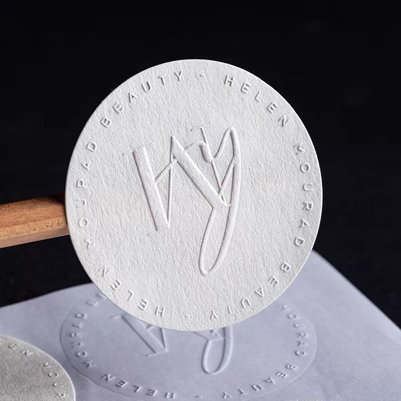 Custom Special Textured Paper Embossed Labels Sticker Printing Logo Business Stickers