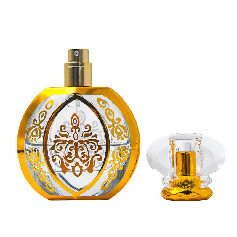 Promotional sample new 50ml round perfume spray bottle glass bottle supplier perfume bottle