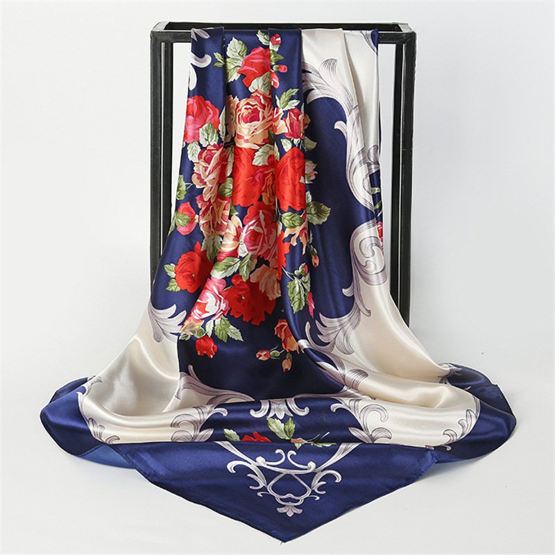 DOMOHO 90cm Women's Fashion Silk Scarf Kerchief Thin Gauze Design with Sunscreen Feature for Beach Kerchief Scarf