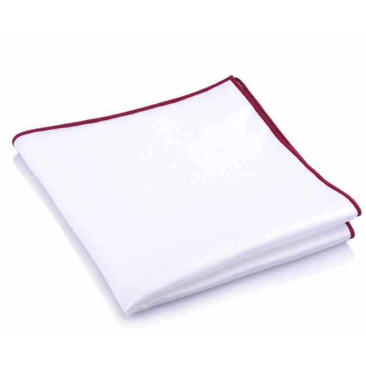 Cheap White Polyester Satin Men's Pocket Square Handkerchief