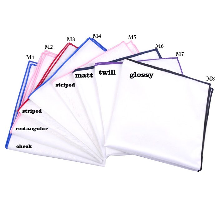 Cheap White Polyester Satin Men's Pocket Square Handkerchief