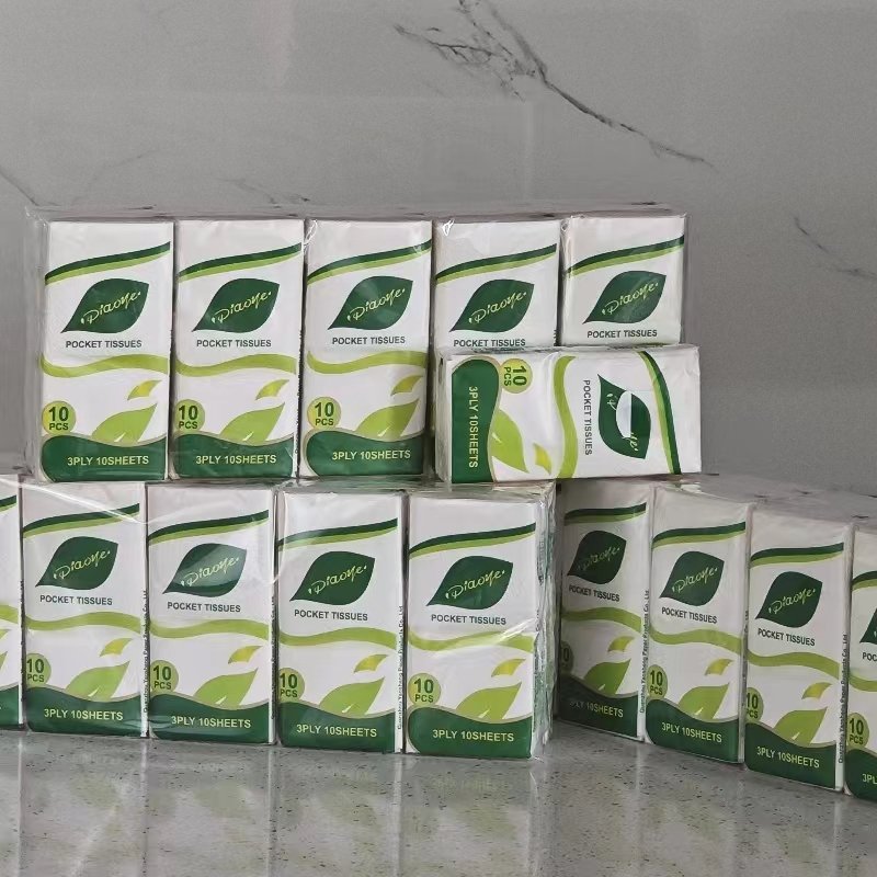 Wholesale price 10 Packet Tissue Original Wood Pulp Pocket Custom Logo Handkerchiefs Paper 3 Ply Tissue Paper