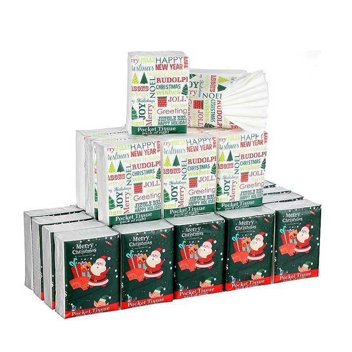 Custom Disposable 3 Ply Printed Virgin Wood Pulp Facial Paper Tissue Pocket Size Pack Tissue Paper Handkerchief Paper Bags