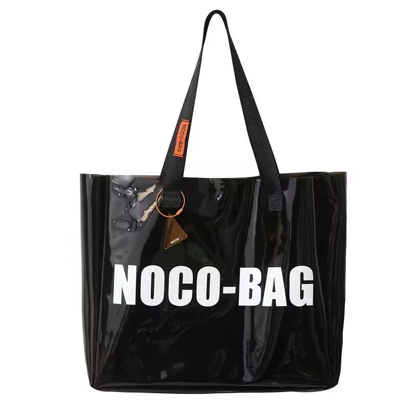 clear hot pink PVC large tote shopping bags custom logo gift bag for wedding packaging bag