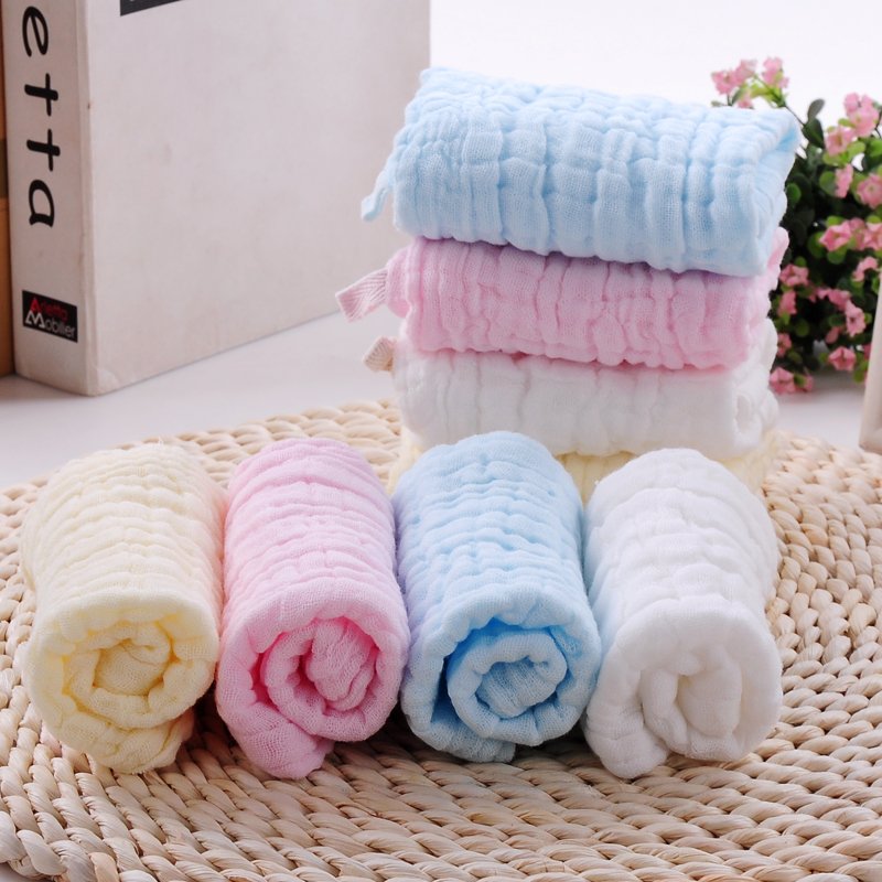 Custom Organic Newborn Baby burp cloths Small Cotton Face Towels Wholesale 6 layers Muslin Baby Washcloth