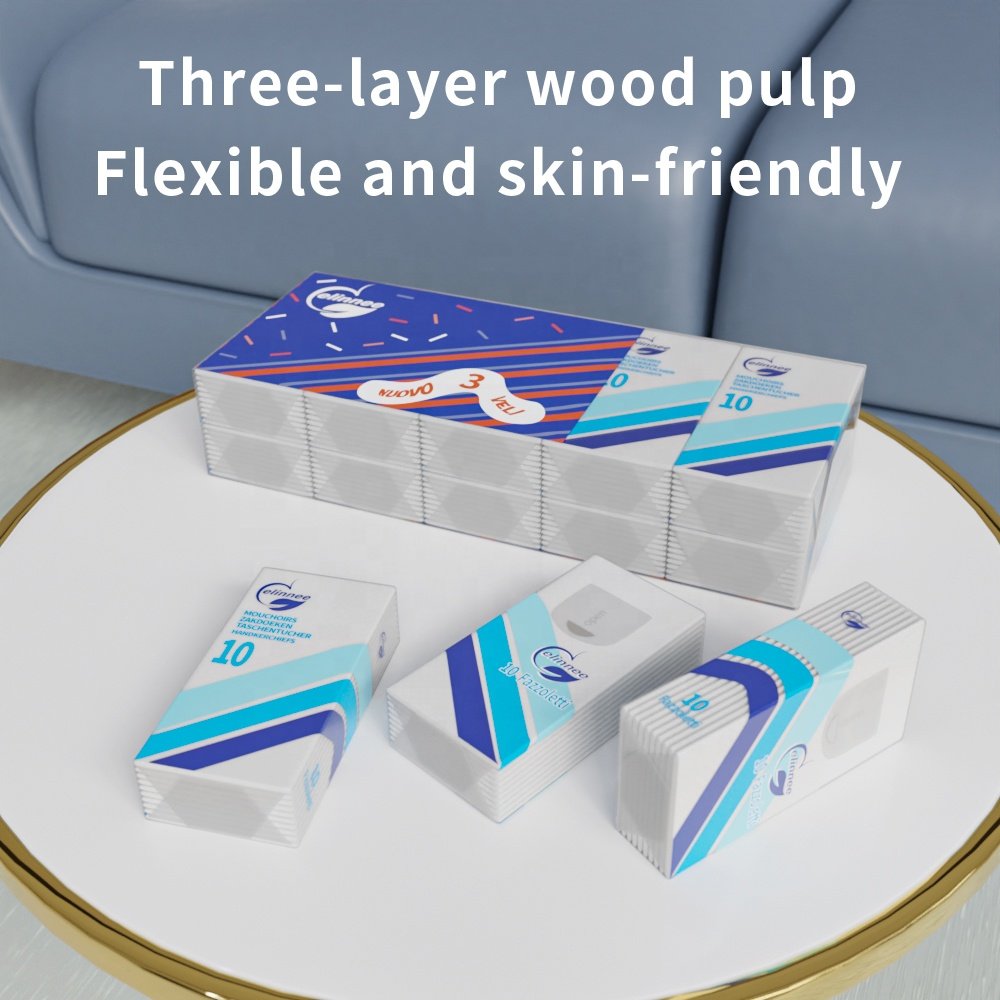 OEM ODM 3 Ply Pocket Pack Facial Tissue Soft Handkerchief Paper Custom Virgin wood pulp Handkerchief Paper packet tissue