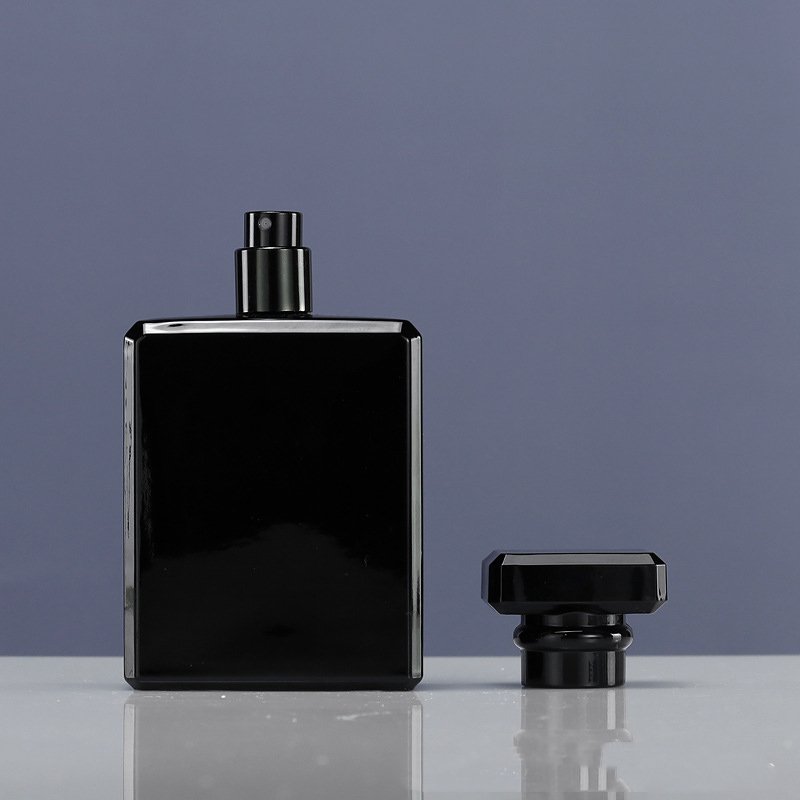 Wholesale Perfume Bottles Black Glass Square unique perfume bottles 50 ml 100 ml