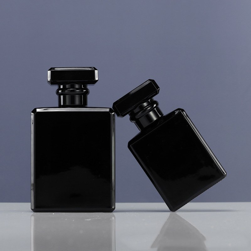 Wholesale Perfume Bottles Black Glass Square unique perfume bottles 50 ml 100 ml