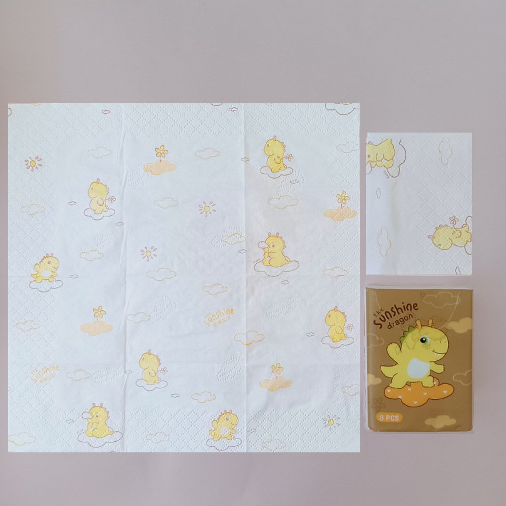 FSC Mini Facial Tissues Cartoon Dinosaur Printed Pocket Tissues 9 Pcs Pack Cute Paper Handkerchief Cleansing Tissue