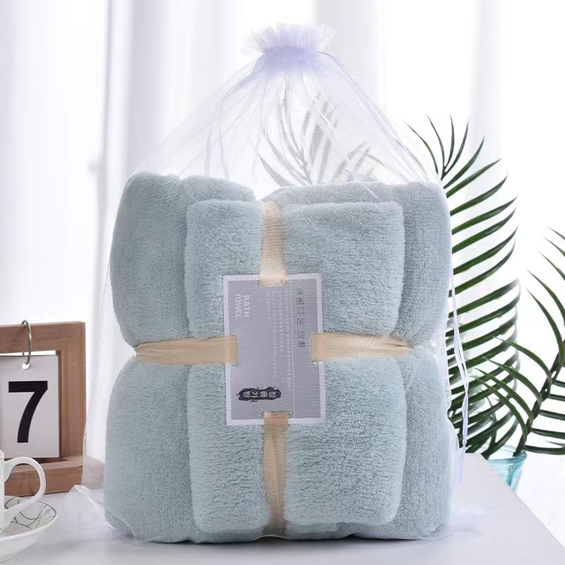 High-density padded high-grade warp knitted coral fleece mother towel soft absorbent towel bath towel set