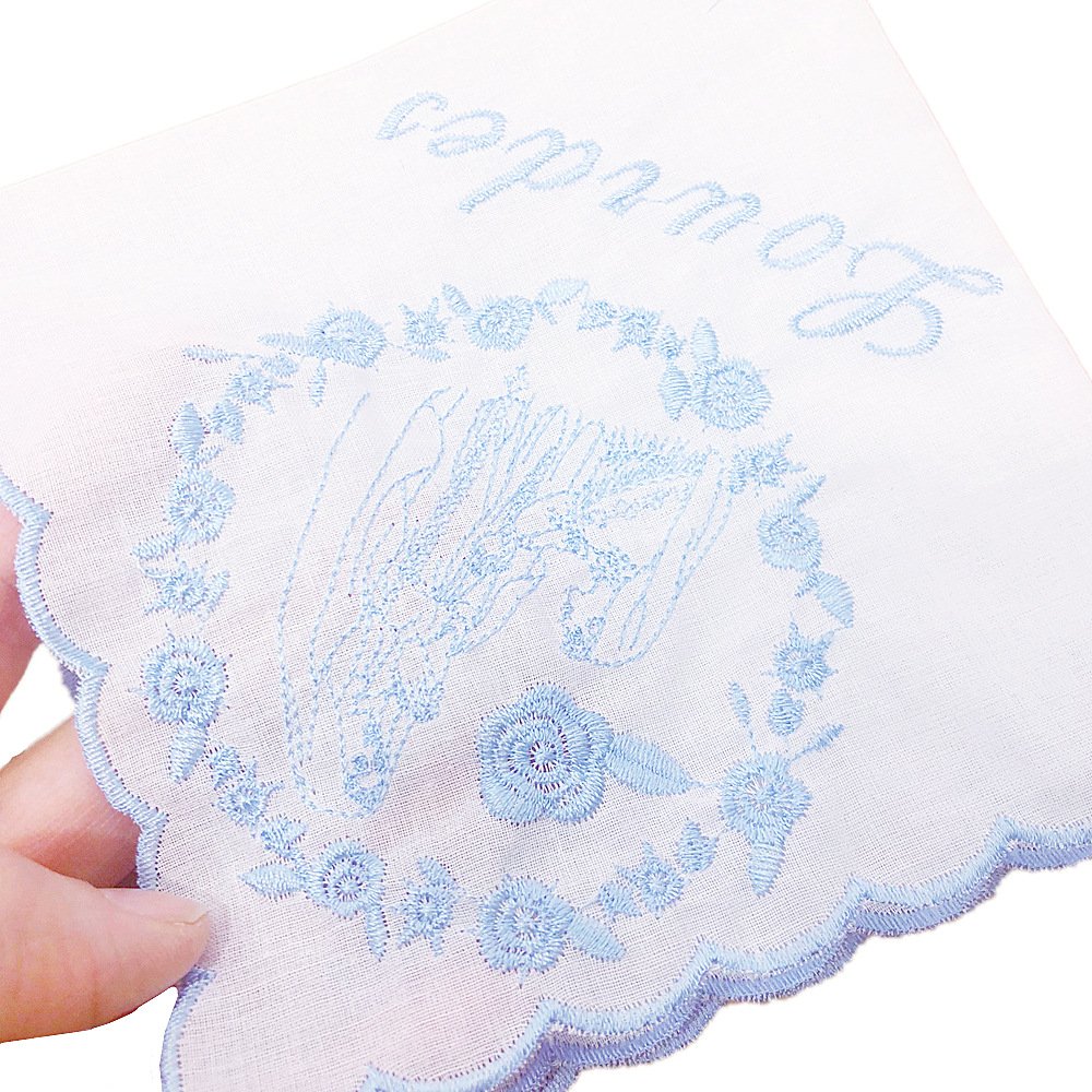 Embroidered Wedding Handkerchiefs Happy Tears Wedding Handkerchiefs with Lace Edges for Wedding Day Bride