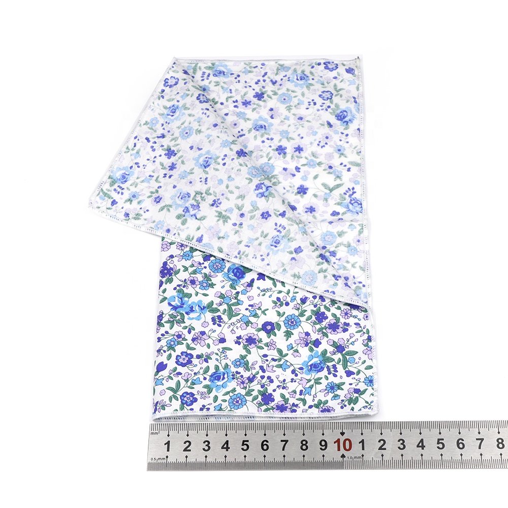 22 Colors Floral Handkerchief 24cm Hanky 100% Cotton Women Men Wedding Party Daily Suit Pocket Square Gift Tuxedo Tie Accessory
