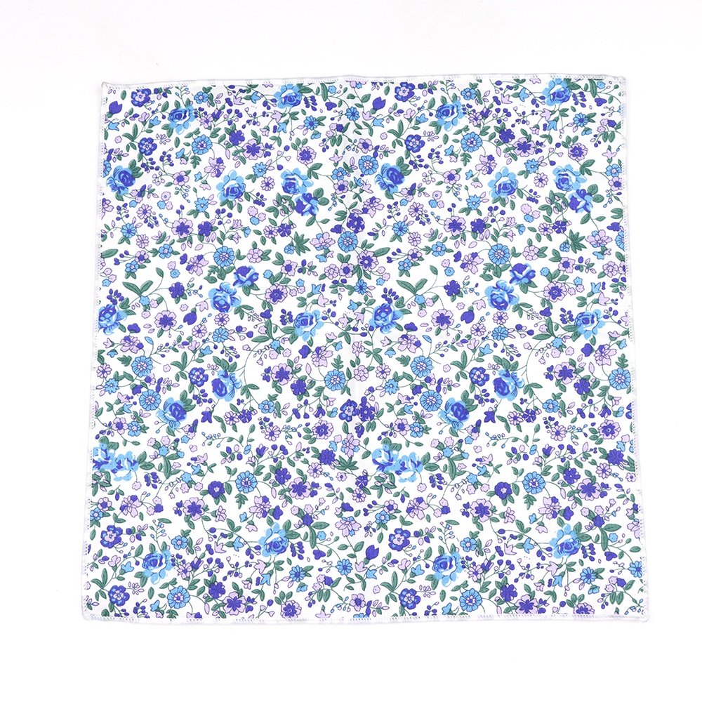 22 Colors Floral Handkerchief 24cm Hanky 100% Cotton Women Men Wedding Party Daily Suit Pocket Square Gift Tuxedo Tie Accessory