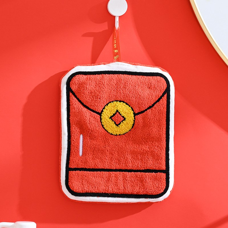 Factory Customized Label Logo New Year's Hand Towel Can Be Hung With Thick And Cute Absorbent Household Kitchen Accessory tTowel