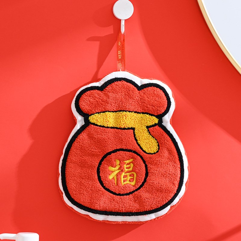Factory Customized Label Logo New Year's Hand Towel Can Be Hung With Thick And Cute Absorbent Household Kitchen Accessory tTowel