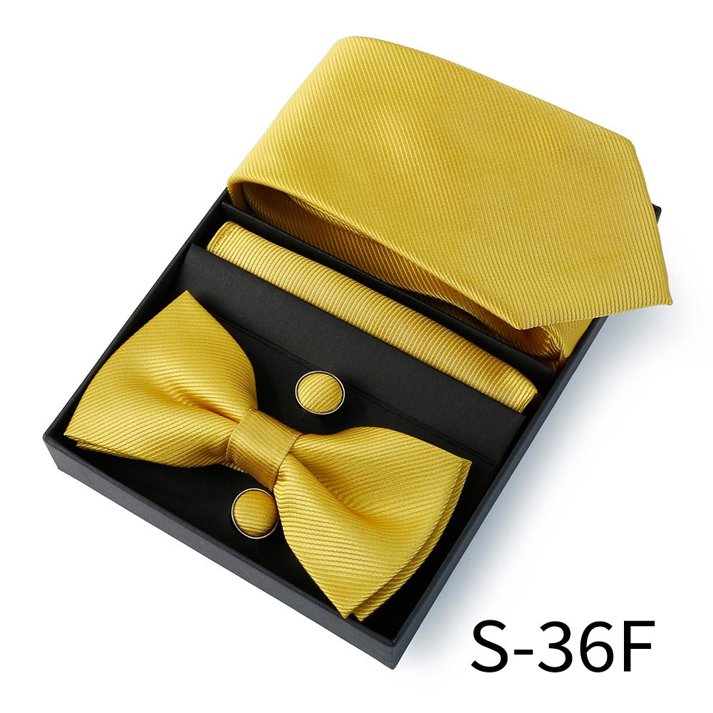 Ready to ship classic fashion gentleman 5pcs set business Solid color tie set cufflinks square scarf men's tie gift box set