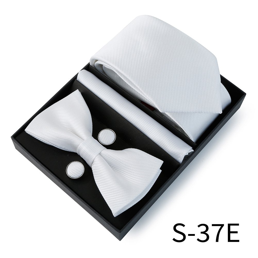 Ready to ship classic fashion gentleman 5pcs set business Solid color tie set cufflinks square scarf men's tie gift box set