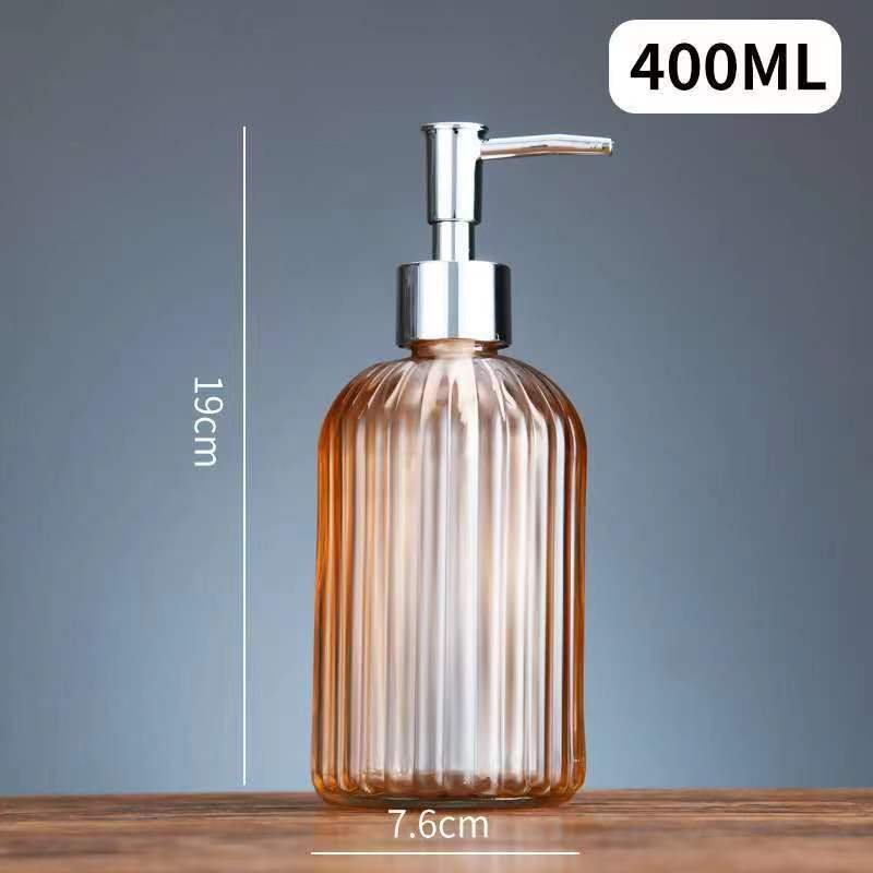 in Stock 400ml Green Transparent Glass round Bottle with Screw Cap for Shampoo Hair Oil Hand Sanitizer Pumps