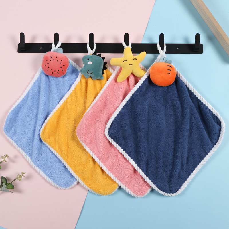 Fruit Cute Handkerchief Coral Velvet Soft Absorbent Hook