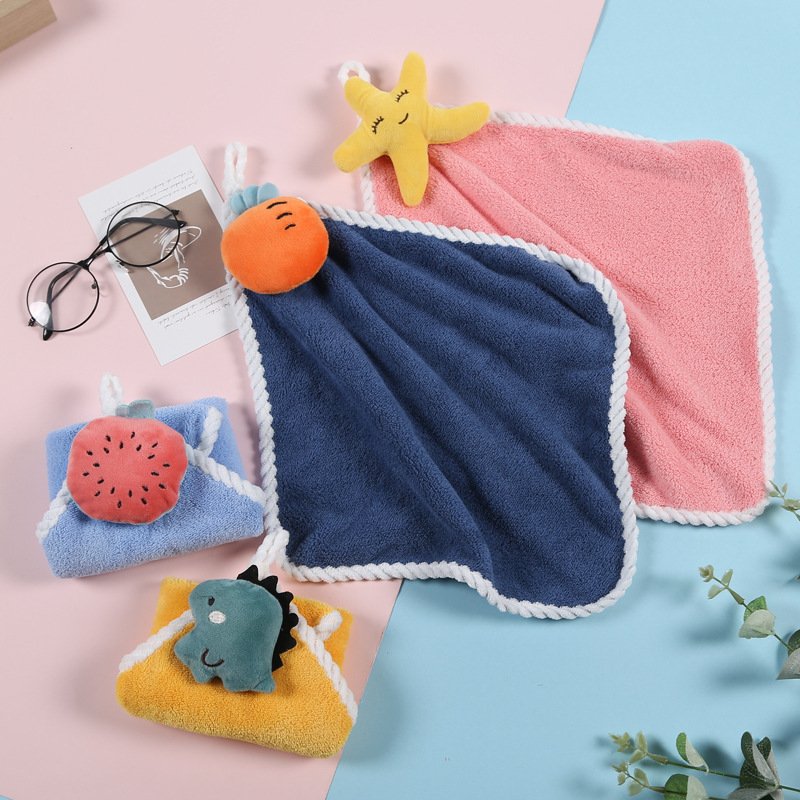 Fruit Cute Handkerchief Coral Velvet Soft Absorbent Hook