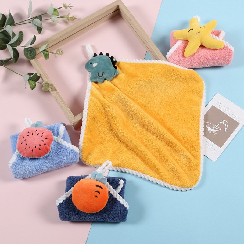 Fruit Cute Handkerchief Coral Velvet Soft Absorbent Hook