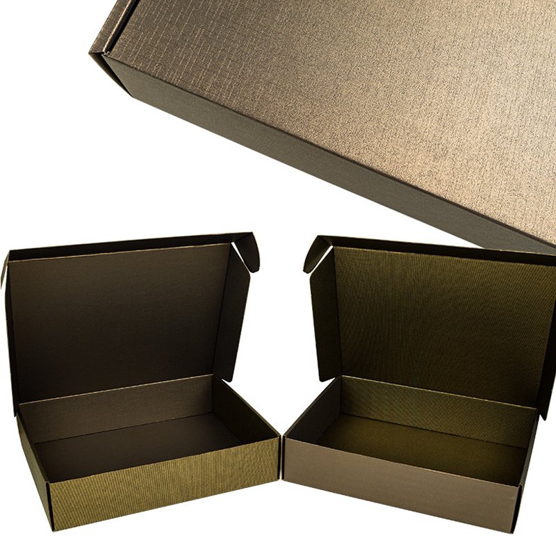 ready to ship ebmossing kraft black mailer shipping box with customized logo printing for garment/cosmetic/skincare and gifts