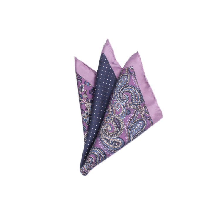 Custom Pocket Squares Print Pink Handkerchief Gift Packing Box Brand Style Silk Pochettes With Logo