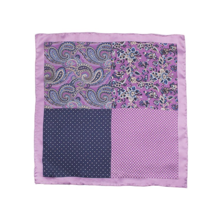 Custom Pocket Squares Print Pink Handkerchief Gift Packing Box Brand Style Silk Pochettes With Logo