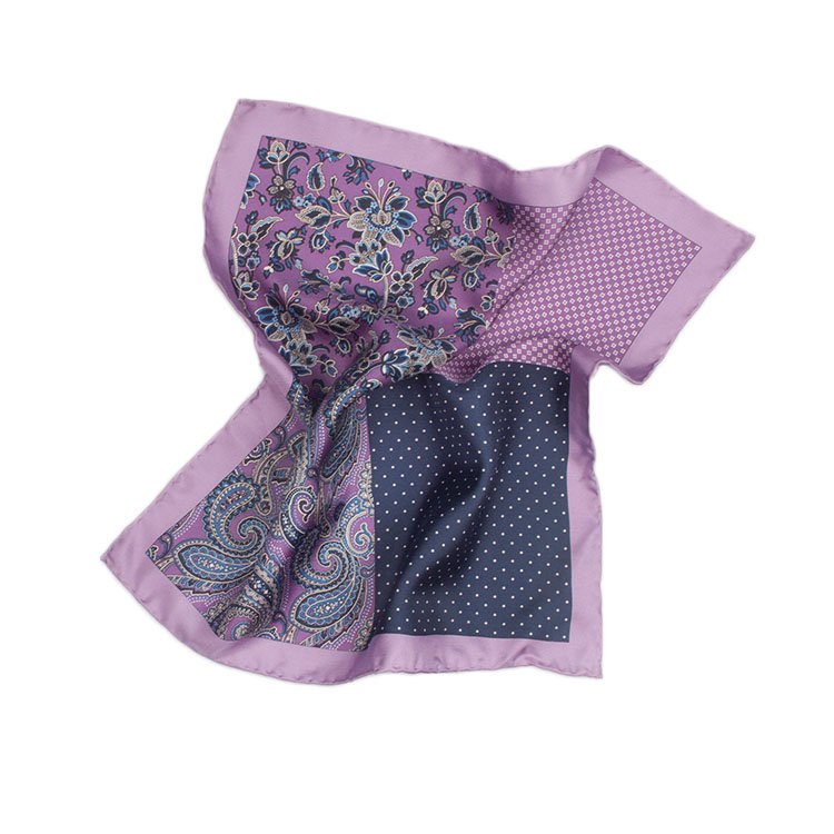 Custom Pocket Squares Print Pink Handkerchief Gift Packing Box Brand Style Silk Pochettes With Logo