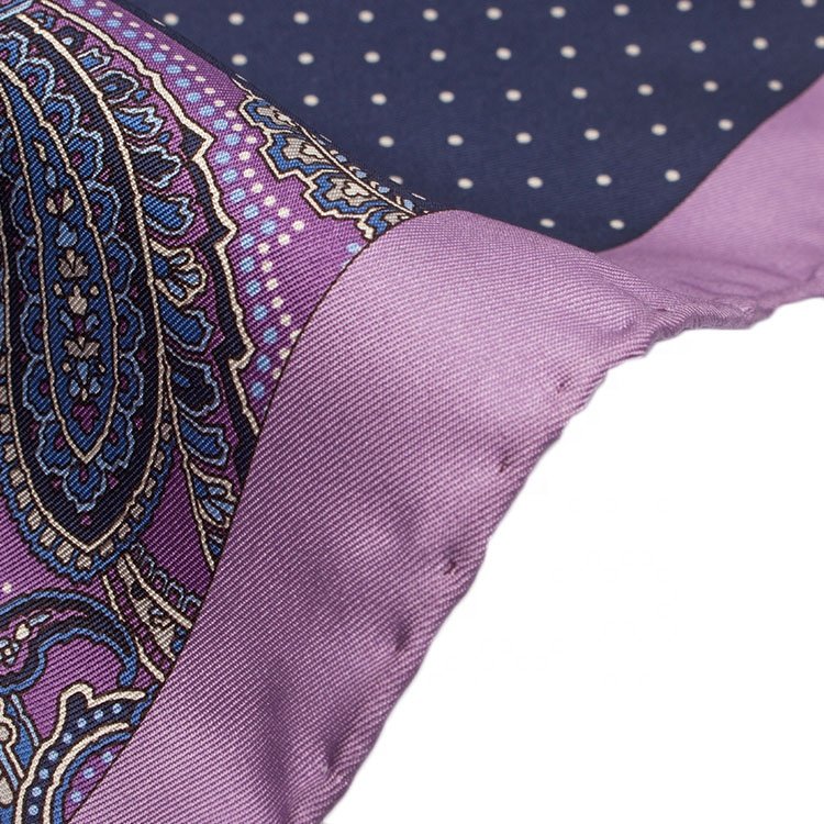 Custom Pocket Squares Print Pink Handkerchief Gift Packing Box Brand Style Silk Pochettes With Logo