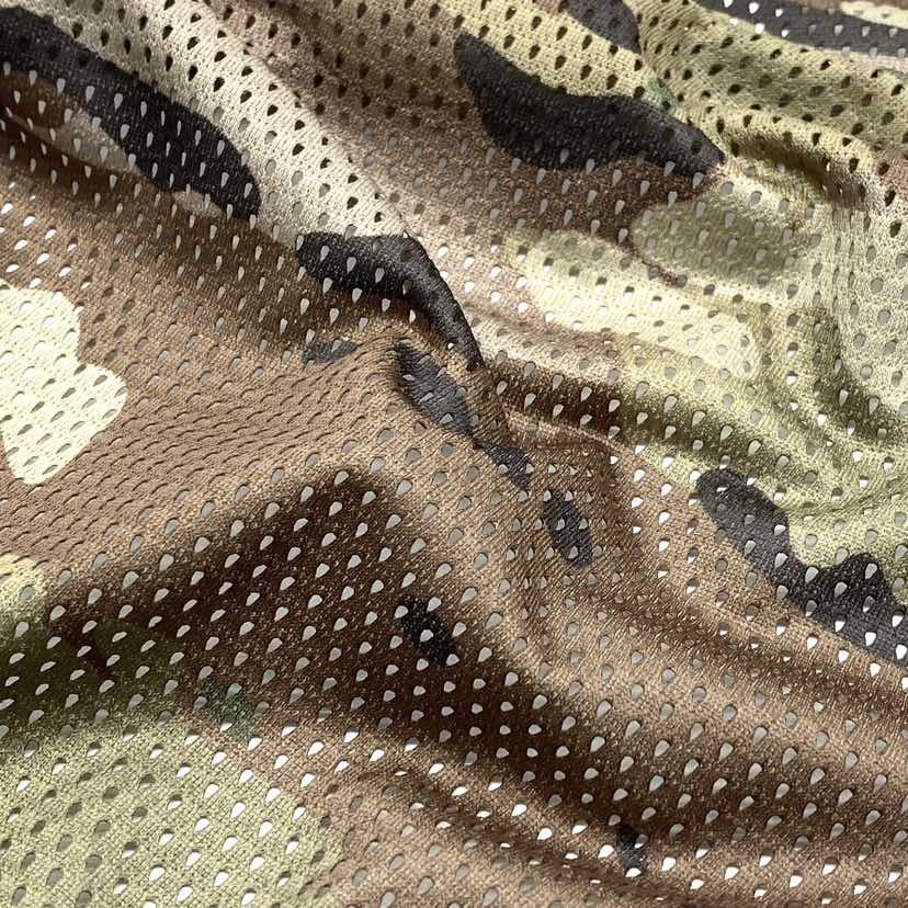 100% polyester custom printed camo mesh fabric for outdoor camouflage uniform men jacket hat bag