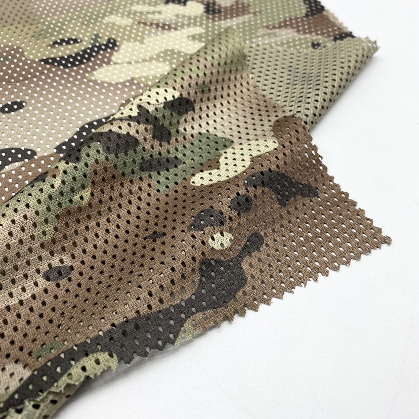 100% polyester custom printed camo mesh fabric for outdoor camouflage uniform men jacket hat bag