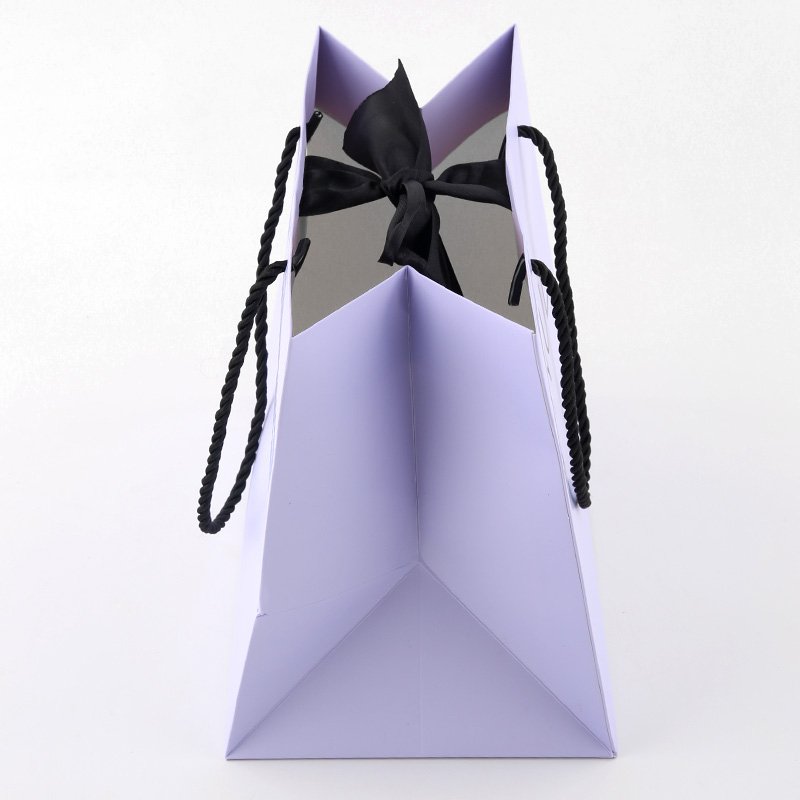 Low price shoes and clothing jewelry customized good price retail promotional golden supplier ribbon handle purple paper bags