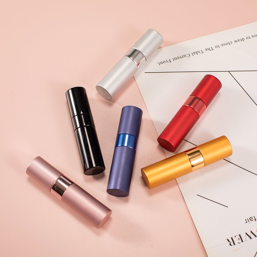Portable 8ML Refillable Aluminum Tube Perfume Liquid Soap Bottle Rotary Cosmetic Spray Travel Atomizer Dropper Empty Glass Liner