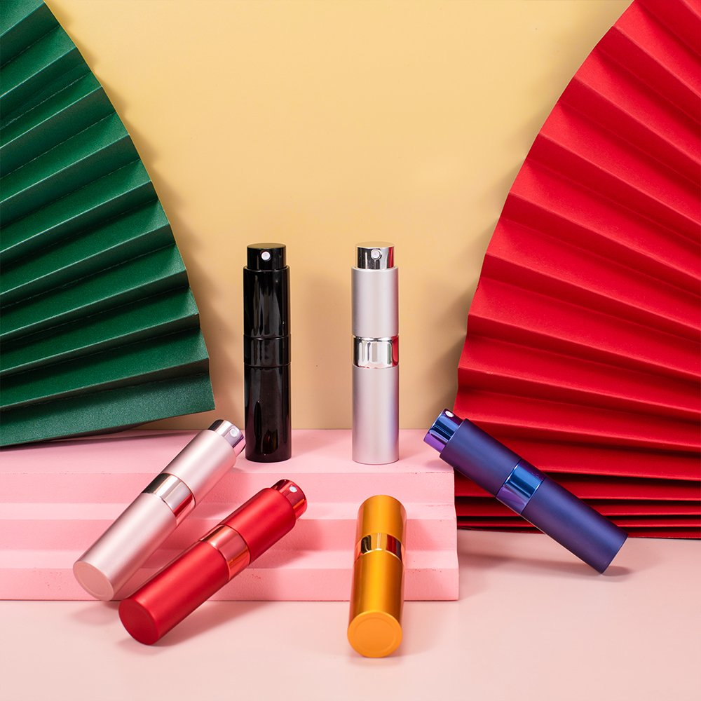 Portable 8ML Refillable Aluminum Tube Perfume Liquid Soap Bottle Rotary Cosmetic Spray Travel Atomizer Dropper Empty Glass Liner