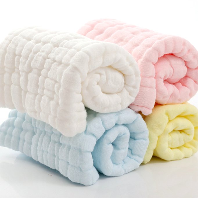 Custom logo solid color 6 layers cotton Baby bath Face towel newborn muslin Washcloth Stuff Handkerchief Towel set