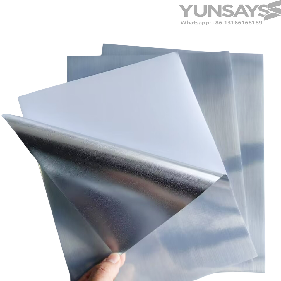 Custom Roll Adhesive PET Metallized Silver Label PET Silver Brushed Aluminum Sticker Label Jumbo Roll